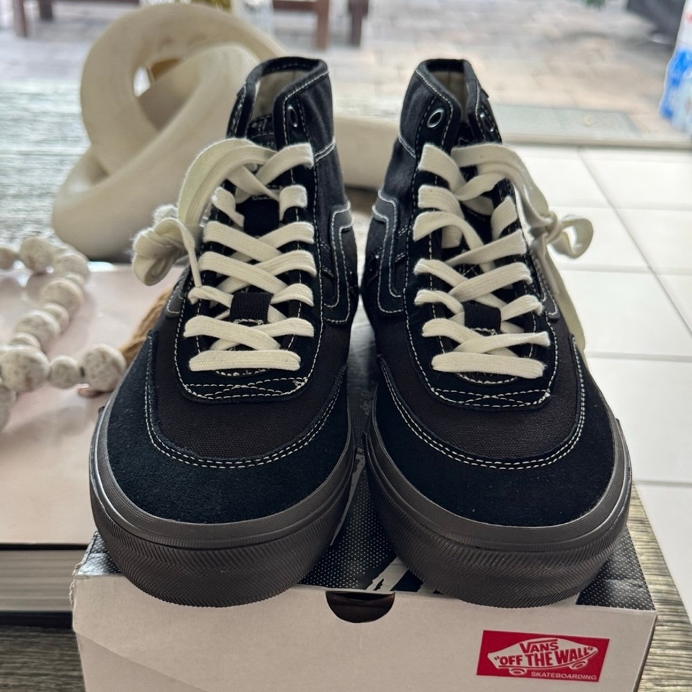 Vans Black and White High-Top Sneakers canvas